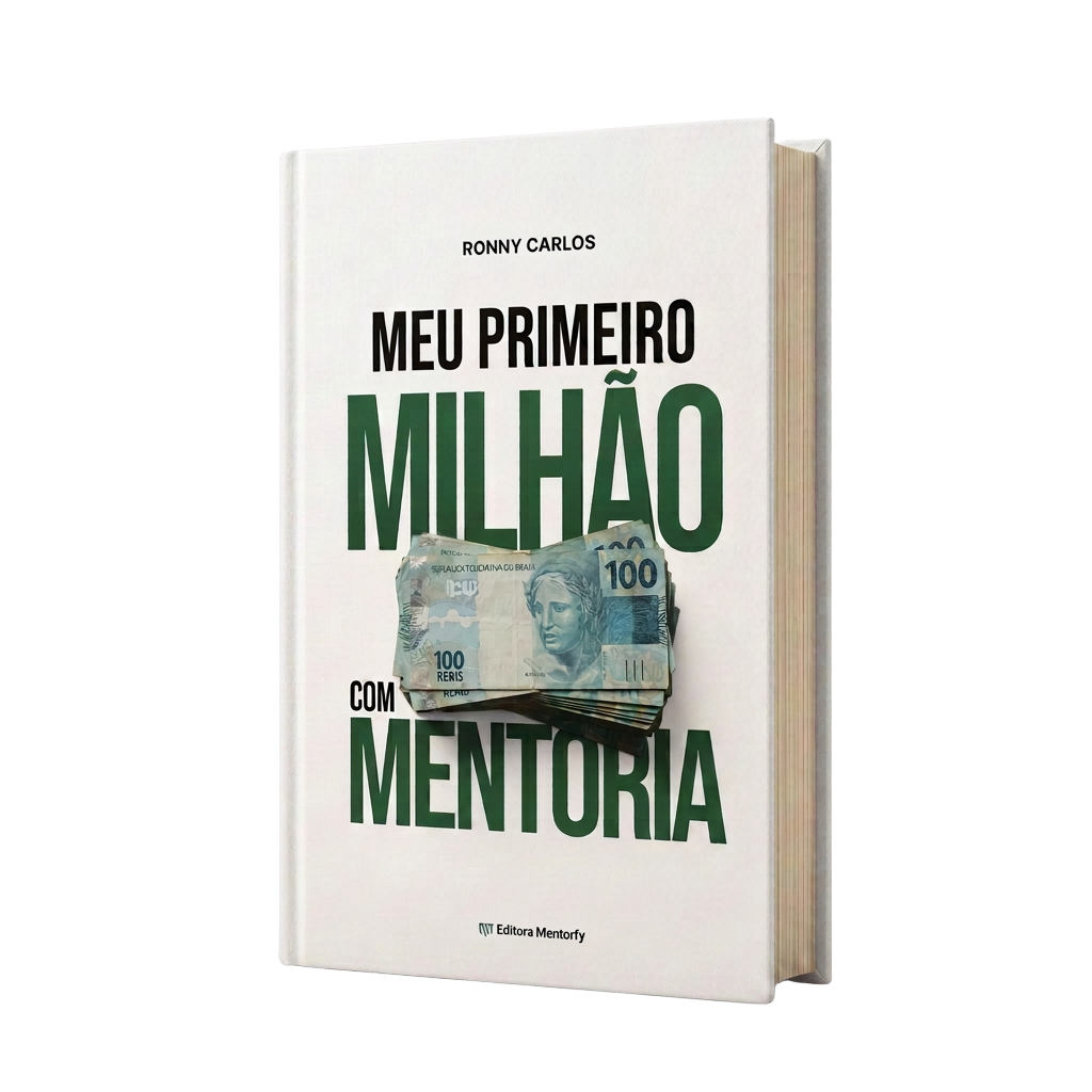 Mockup 3D do livro Meu Primeiro Milhão com Mentoria, de Ronny Carlos